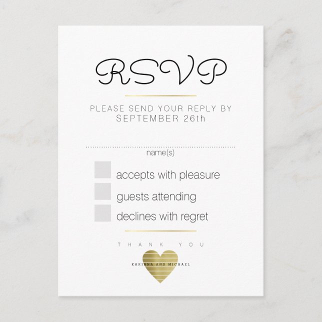 Postal De Invitación responder amablemente a la boda rsvp blanco (Anverso)