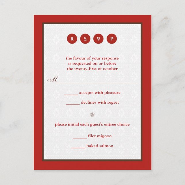 Postal De Invitación Respuesta al matrimonio (Anverso)