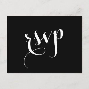 Postal De Invitación Respuesta Boda RSVP cursiva de color negro o de CU