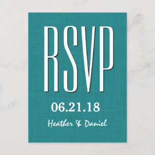 Postal De Invitación Respuesta Boda verde azulada y blanca moderna de R