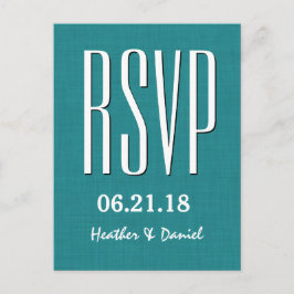 Postal De Invitación Respuesta Boda verde azulada y blanca moderna de R