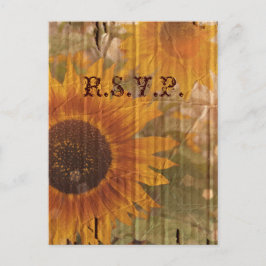 Postal De Invitación respuesta de boda de girasol de país vintage RSVP