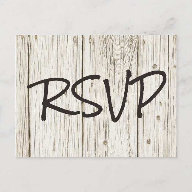 Postal De Invitación Respuesta de Boda de Madera Rústica (Anverso)