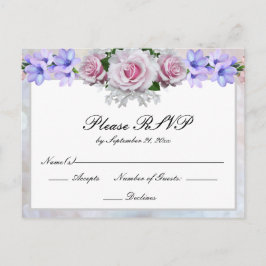 Postal De Invitación Respuesta de Boda de Rosa Rosa | Bokeh de Plata