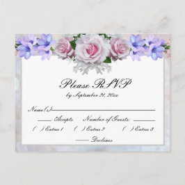 Postal De Invitación Respuesta de Boda de Rosa Rosa | Bokeh de Plata
