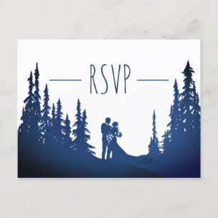 Postal De Invitación Respuesta de Boda en Bosque Rústico de Pinos de Mo