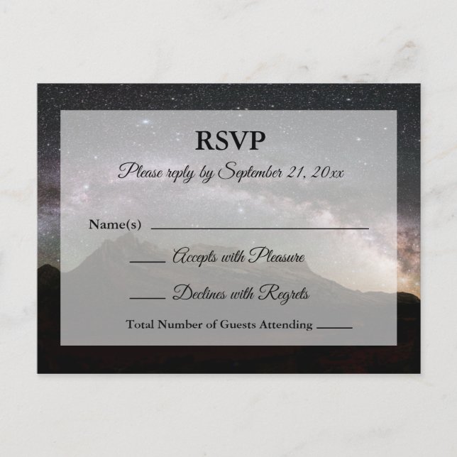 Postal De Invitación Respuesta de Boda en el Cielo de Montaña (Anverso)