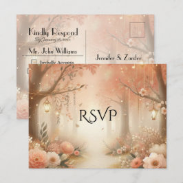 Postal De Invitación Respuesta de Boda Linterna del Bosque Encantado de