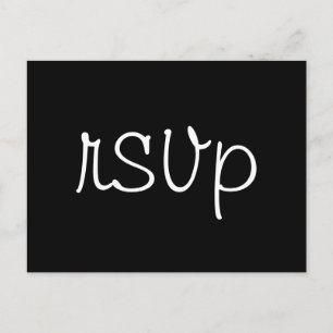 Postal De Invitación Respuesta de Boda RSVP de color negro o de moda