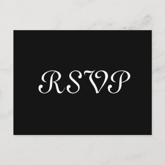 Postal De Invitación Respuesta de Boda RSVP de color negro o de moda