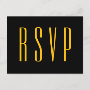 Postal De Invitación Respuesta de Boda RSVP elegante de color negro y o