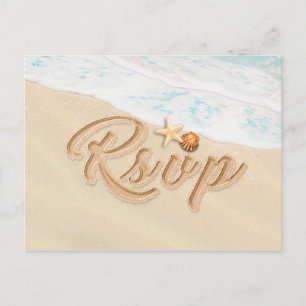 Postal De Invitación Respuesta de Boda Verano Playa de Arena Estrella d
