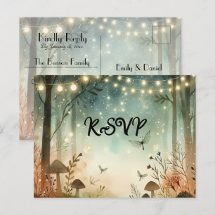 Postal De Invitación Respuesta de bodas del bosque susurros crepuscular