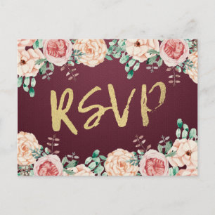 Postal De Invitación Respuesta de confirmación de boda con guión dorado
