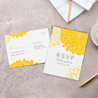 Respuesta de crisantemo amarillo blanco RSVP Postc