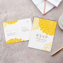 Respuesta de crisantemo amarillo blanco RSVP Postc