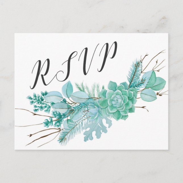 Postal De Invitación Respuesta de Eucalyptus RSVP 3961 (Anverso)