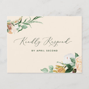Postal De Invitación Respuesta de RSVP de Boho Botanical Greenery Peach