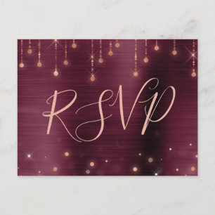 Postal De Invitación Respuesta de RSVP de la espuma de borgoña de oro d