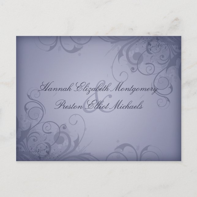 Postal De Invitación Respuesta del Boda azul metálico del jardín de inv (Anverso)