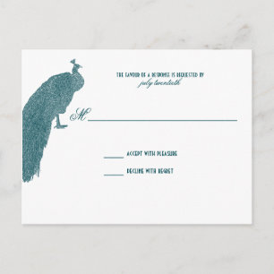 Postal De Invitación Respuesta del Boda de los Peacocks Regales