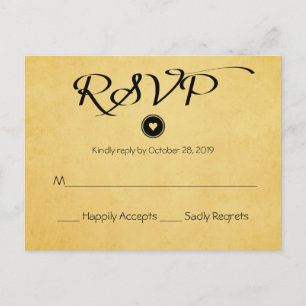 Postal De Invitación Respuesta del Partido de Bodas RSVP de Oro Vintage