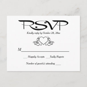 Postal De Invitación Respuesta del Partido de la Boda Cardíaca RSVP en
