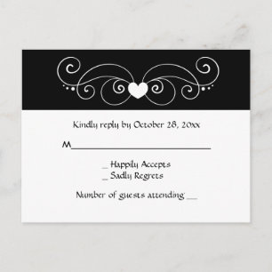 Postal De Invitación Respuesta del Partido de la Boda Cardíaca RSVP en