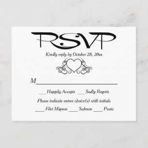 Postal De Invitación Respuesta del Partido de la Boda Cardíaca RSVP en 