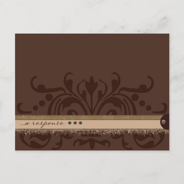 Postal De Invitación Respuesta marrón monocroma (Anverso)