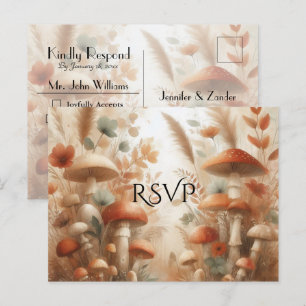 Postal De Invitación Respuesta para Bodas de Magia del Bosque de Hongos