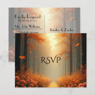 Postal De Invitación Respuesta para la Boda del Paseo por el Bosque de 