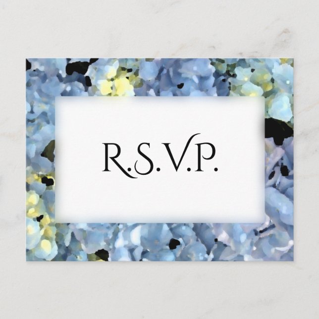 Postal De Invitación Respuesta RSVP de casamiento de marco de hidrangea (Anverso)