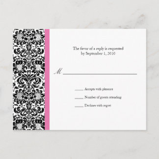 Postal De Invitación Respuesta RSVP de Damask clásica