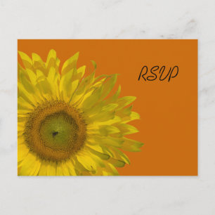 Postal De Invitación Respuesta RSVP de girasol amarillo en boda Naranja