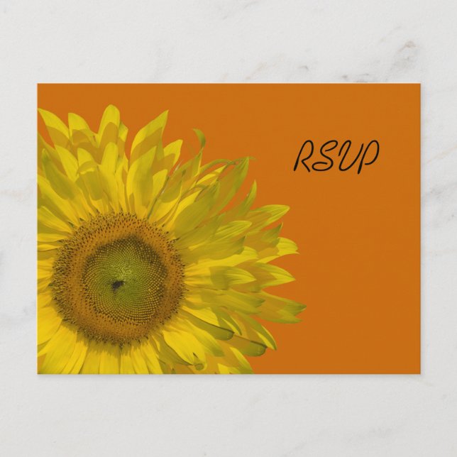 Postal De Invitación Respuesta RSVP de girasol amarillo en boda Naranja (Anverso)