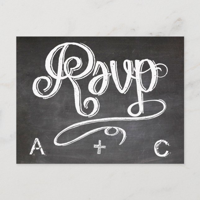 Postal De Invitación Respuesta RSVP de la boda de Mason Jar Chalkboard (Anverso)