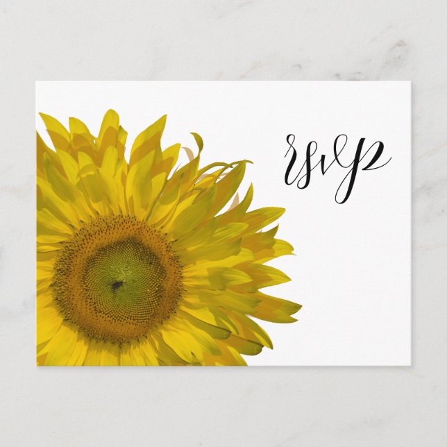 Postal De Invitación Respuesta RSVP de la boda del girasol amarillo (Anverso)