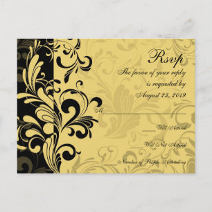 Postal De Invitación Respuesta RSVP de Swirl Contemporáneo Amarillo y N