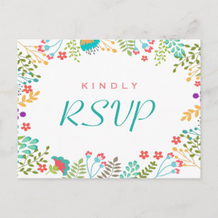 Postal De Invitación Respuesta RSVP floral de Moda moderna
