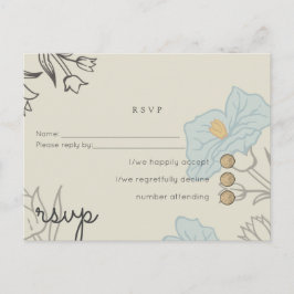 Postal De Invitación Resumen floral azul moderno Boda RSVP