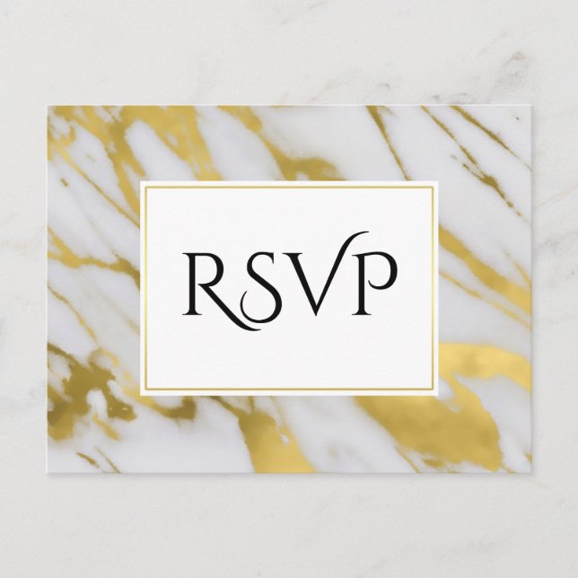 Postal De Invitación Resumen Refinamiento de Marble Dorado RSVP (Anverso)