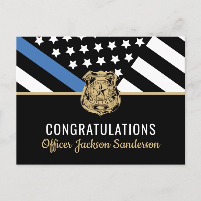 Postal De Invitación Retirada de la policía Bandera Azul Aplicación de  (Anverso)