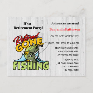 Postal De Invitación Retirado e ido a pescar al fiesta de retiro