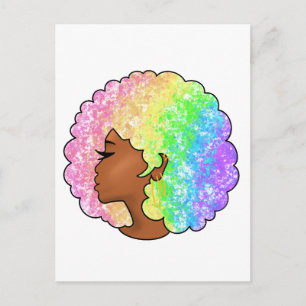 Postal De Invitación Retrato Afro Arcoíris Pastel Groovy Retro Rizado