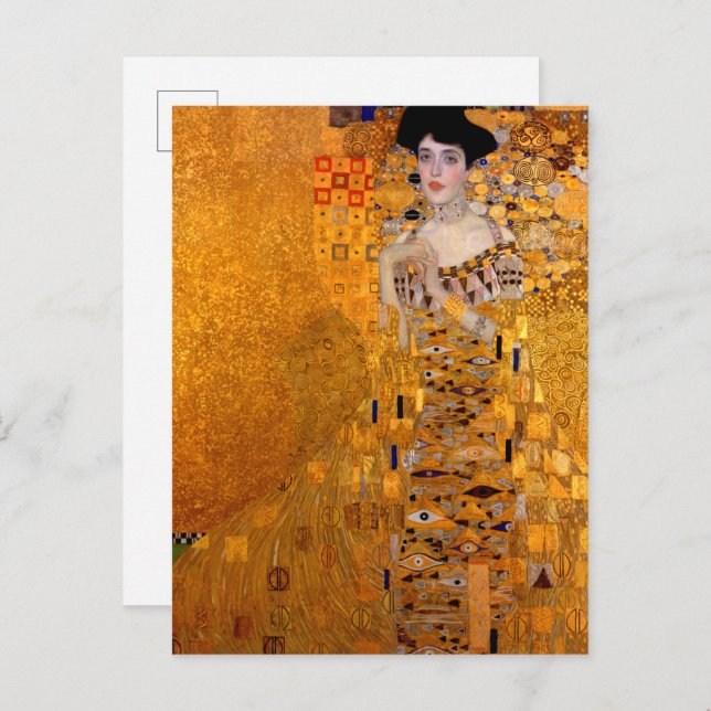 Postal De Invitación Retrato de Adele Bloch-Bauer I por Klimt (Anverso / Reverso)