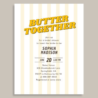 Postal De Invitación Retro Butter Together Yellow Bridal Shower