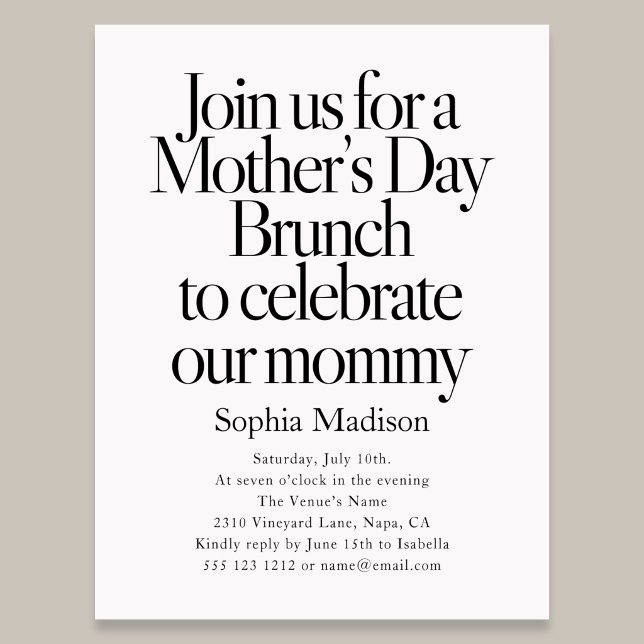 Postal De Invitación Retro Editorial Bold Mothers Day Brunch (Subido por el creador)