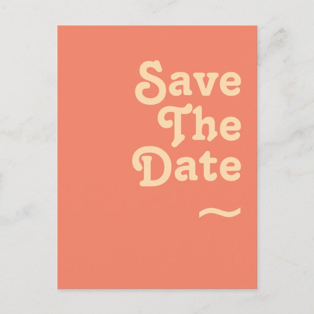 Postal De Invitación Retro Moderno | Coral Avisa la Fecha (Anverso)