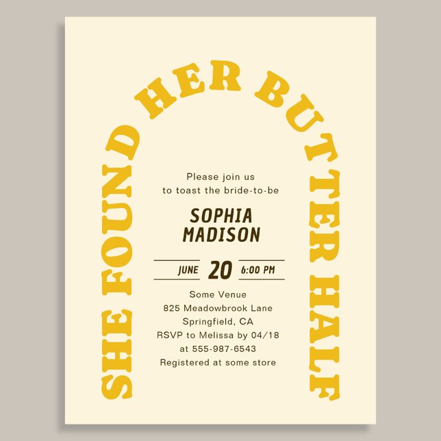 Postal De Invitación Retro She Found Her Butter Half Bridal Shower (Subido por el creador)
